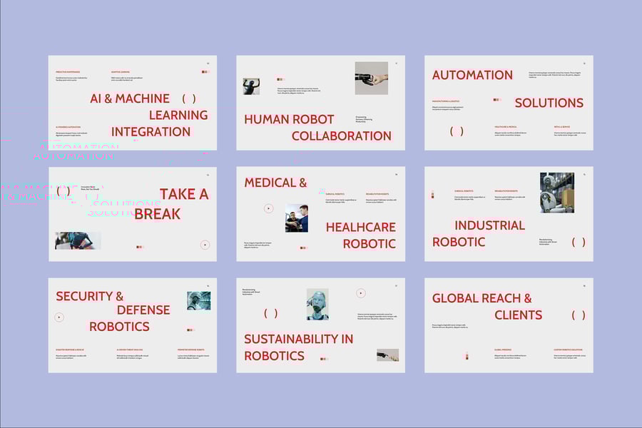 红色极简主义机器人技术公司的个人资料PPT模板 (PPT,PPTX)