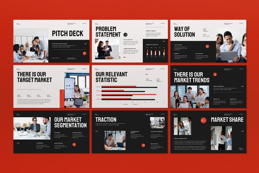 橙色黑色投资者PPT模板 (PPT,PPTX)