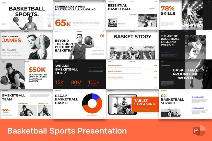 篮球运动PPT模板 (PPTX)