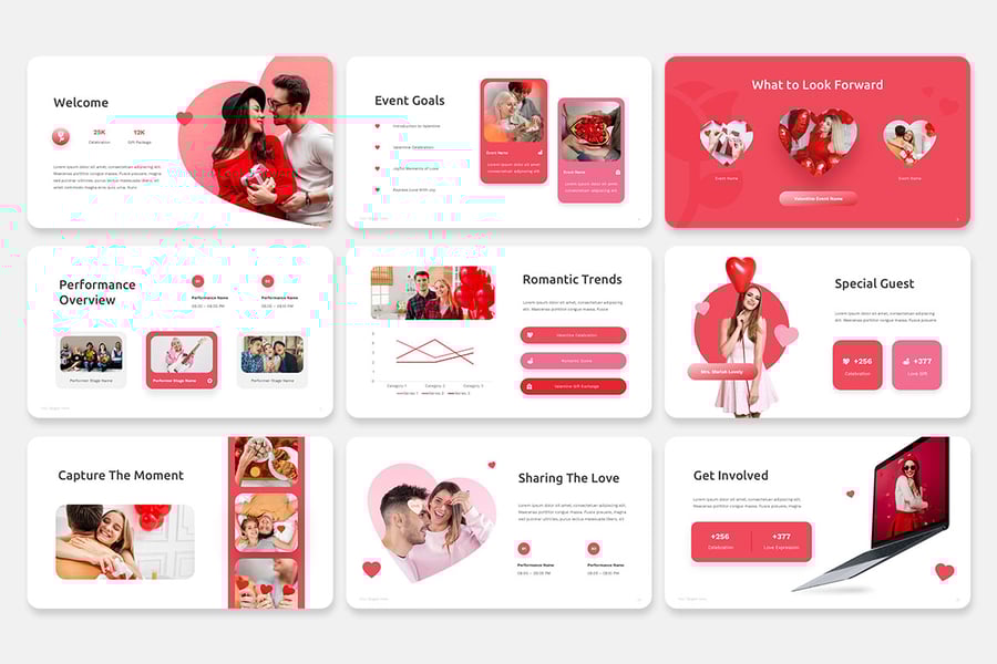 情人节PPT模板 (PPTX)