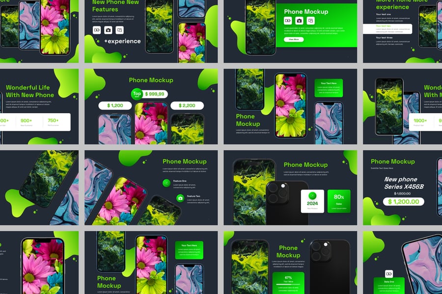 手机样机模型PPT模板 (PPTX)