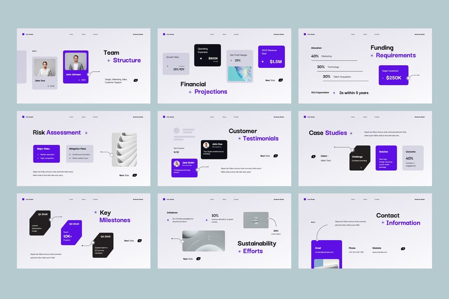 互动蓝色技术业务计划PPT模板 (PPTX)