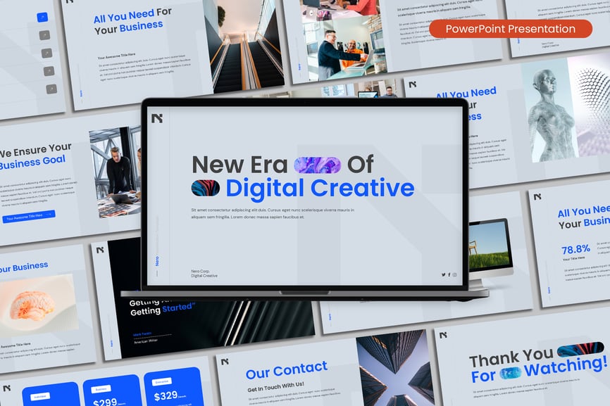 现代数字创意商业PPT模板 (PPT,PPTX)