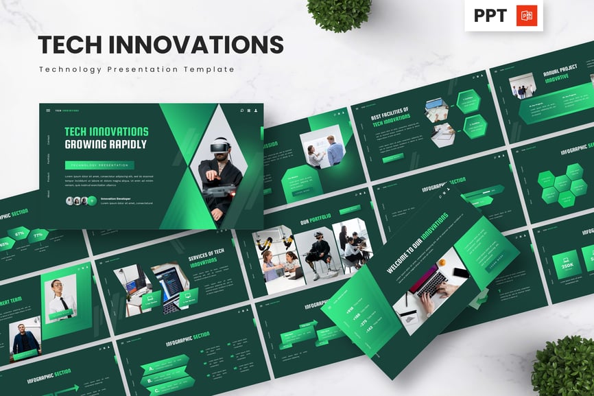 技术创新 – 技术PPT模板 (PPTX)