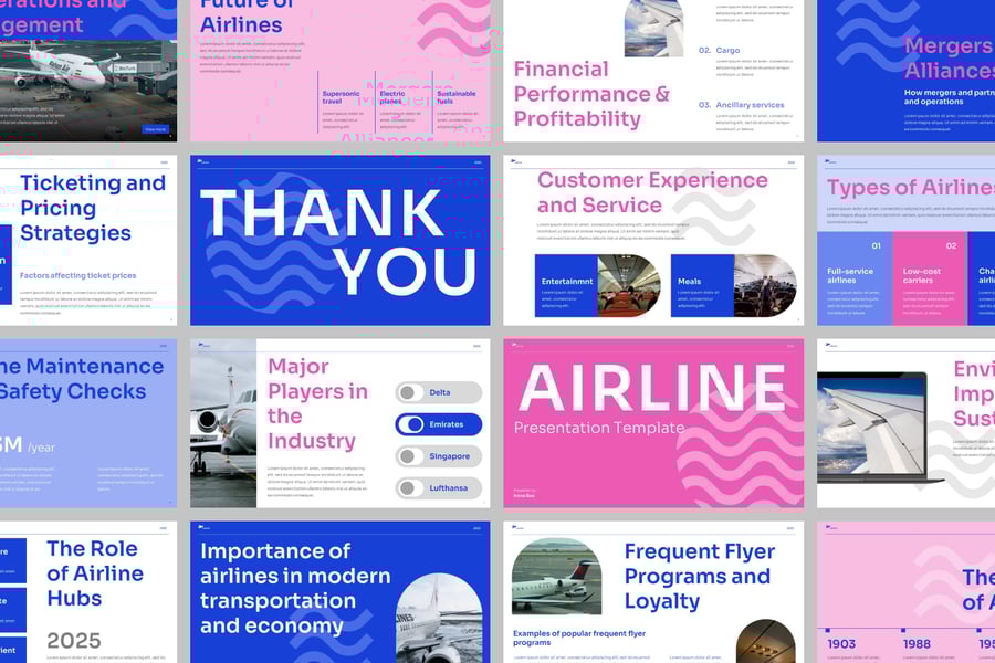 航空公司PPT模板 (PPTX)