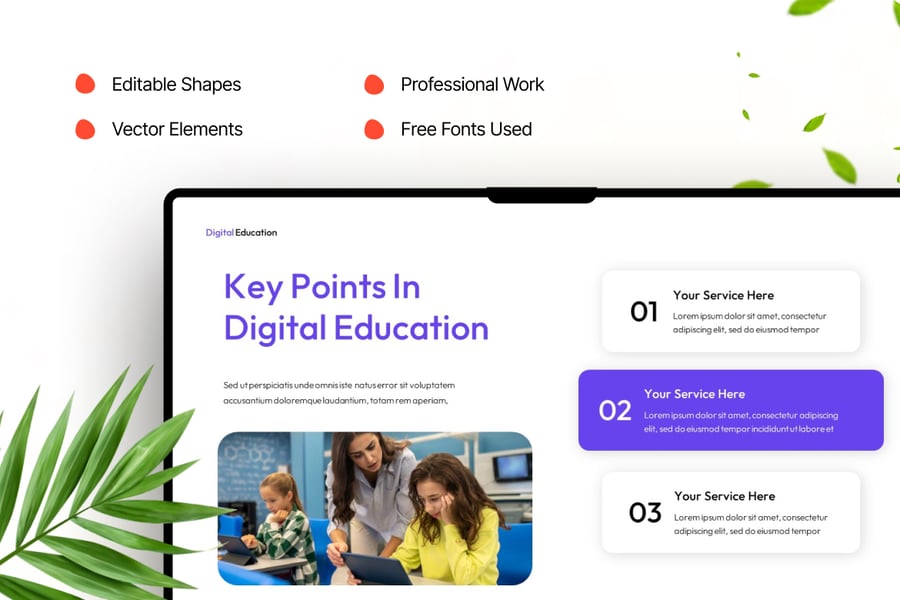 数字教育PPT模板 (PPTX)