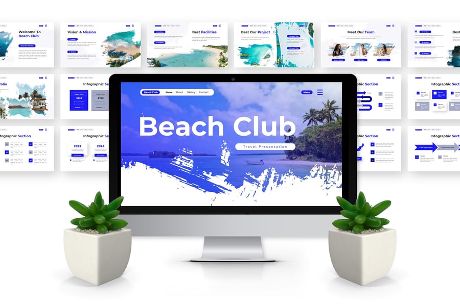 海滩俱乐部 – 旅行PPT模板 (PPTX)