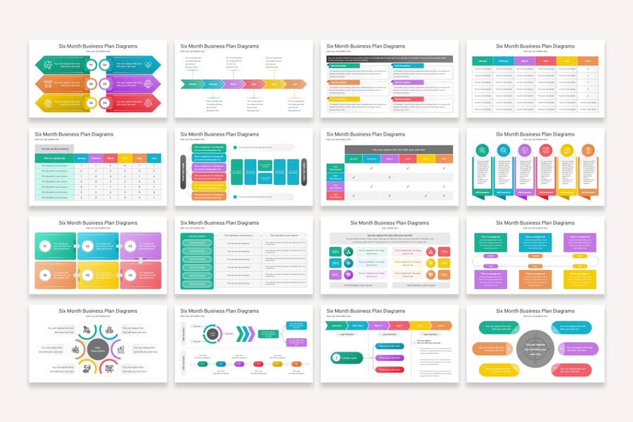 六个月的商业计划图PPT模板 (PPTX)