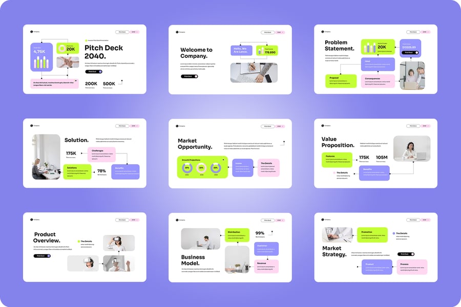 紫色多彩现代公司宣传演示文稿 PPT模板 (PPT,PPTX)