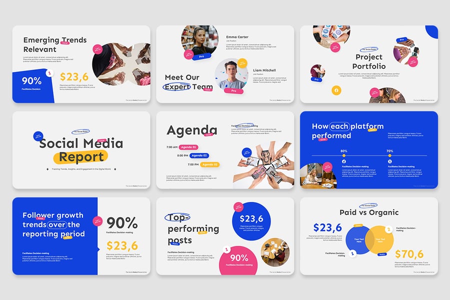 社交媒体趋势报告PPT模板 (PPTX)