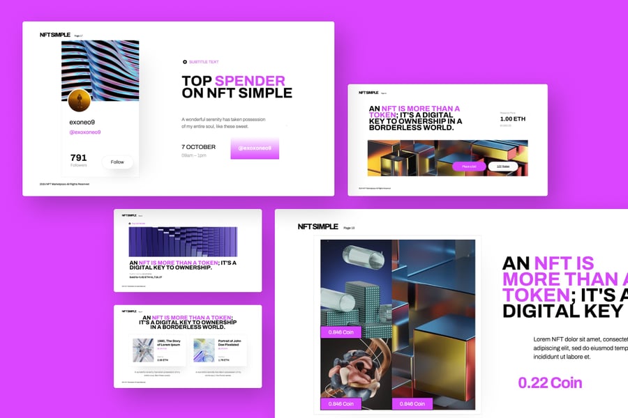 极简主义风格NFT介绍的PPT模板 (PPTX)