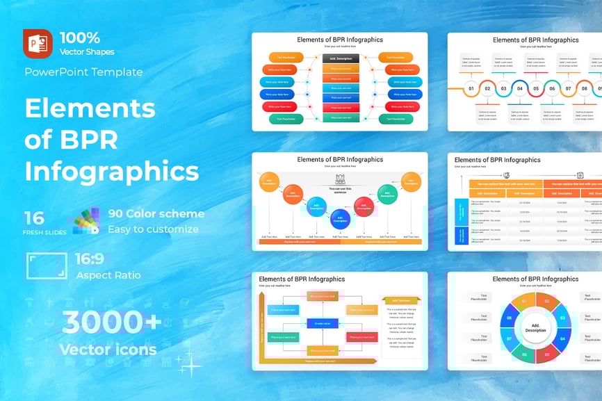 BPR信息图元素的元素PPT模板 (PPTX)