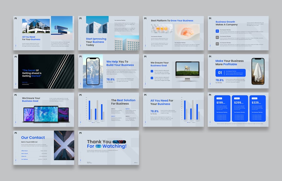 现代数字创意商业PPT模板 (PPT,PPTX)