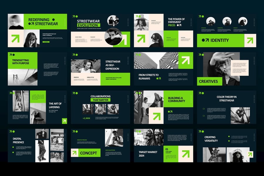 大胆的街头服装设计介绍PPT模板 (PPTX)