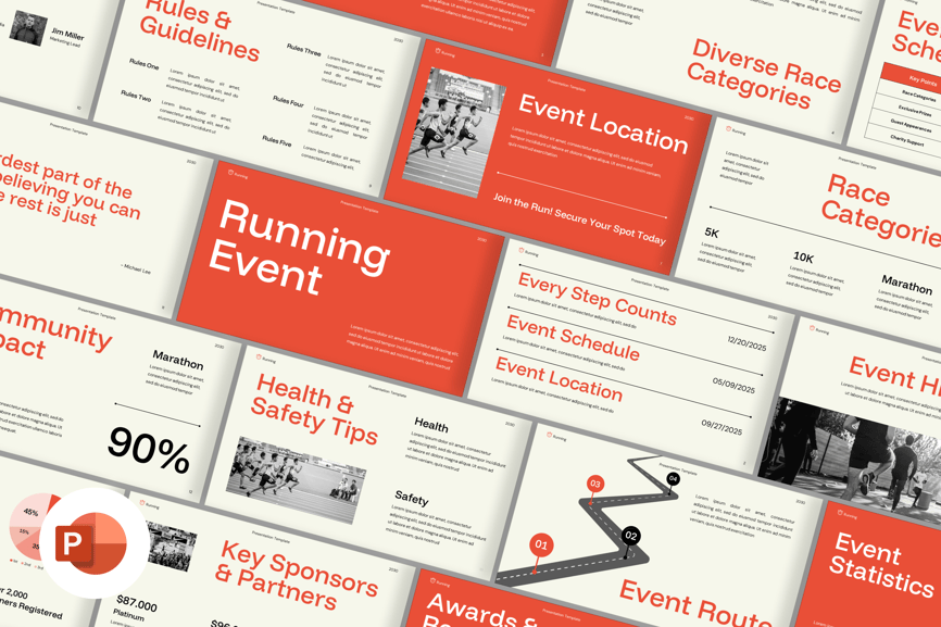 跑步运动记录PPT模板 (PPTX)