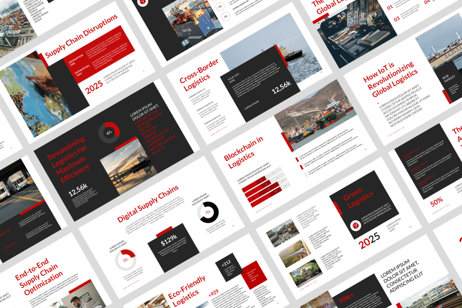 全球货物物流PPT模板 (PPTX)