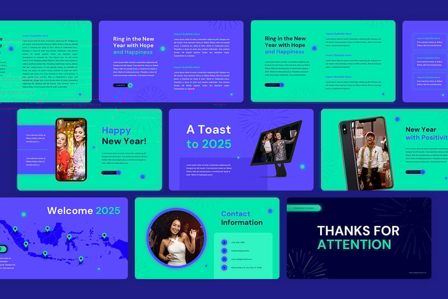 新年快乐年会总结 PPT模板 (PPT,PPTX)