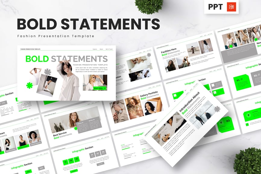 大胆的陈述 – 时尚PPT模板 (PPTX)