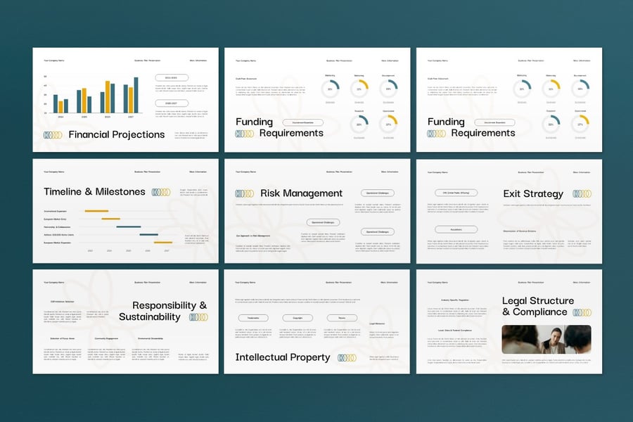 奶油黄色现代商业计划PPT模板 (PPT,PPTX)