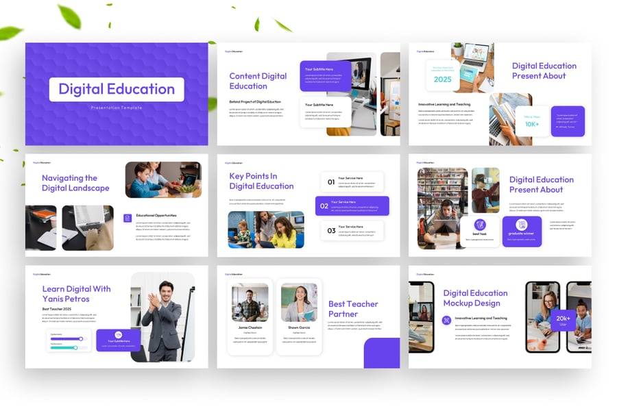 数字教育PPT模板 (PPTX)