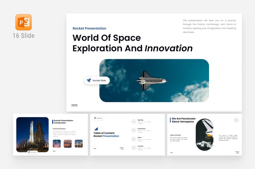 白色蓝色现代空间探索演示PPT模板 (PPTX)