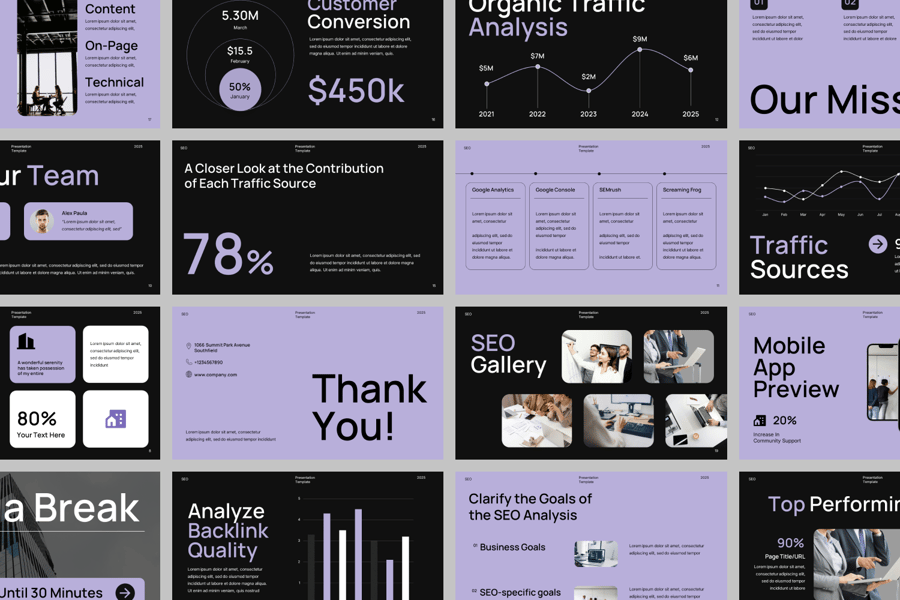 SEO搜索引擎优化分析PPT模板 (PPTX)
