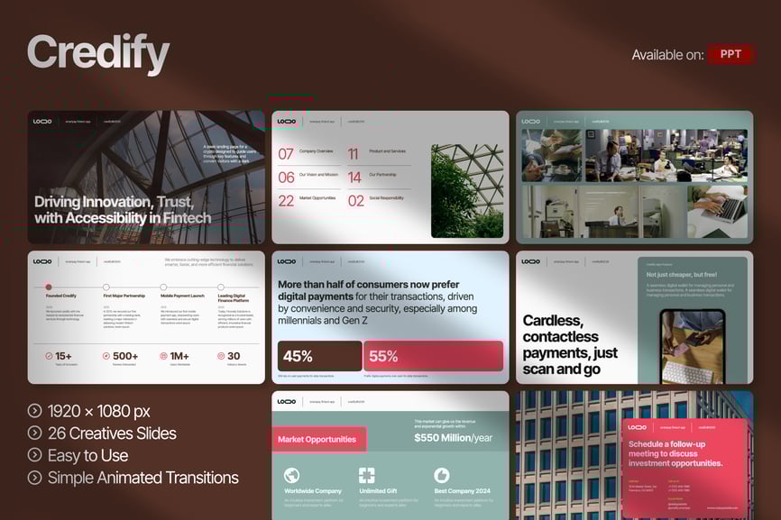 现代金融科技动画PPT模板 (PPTX)