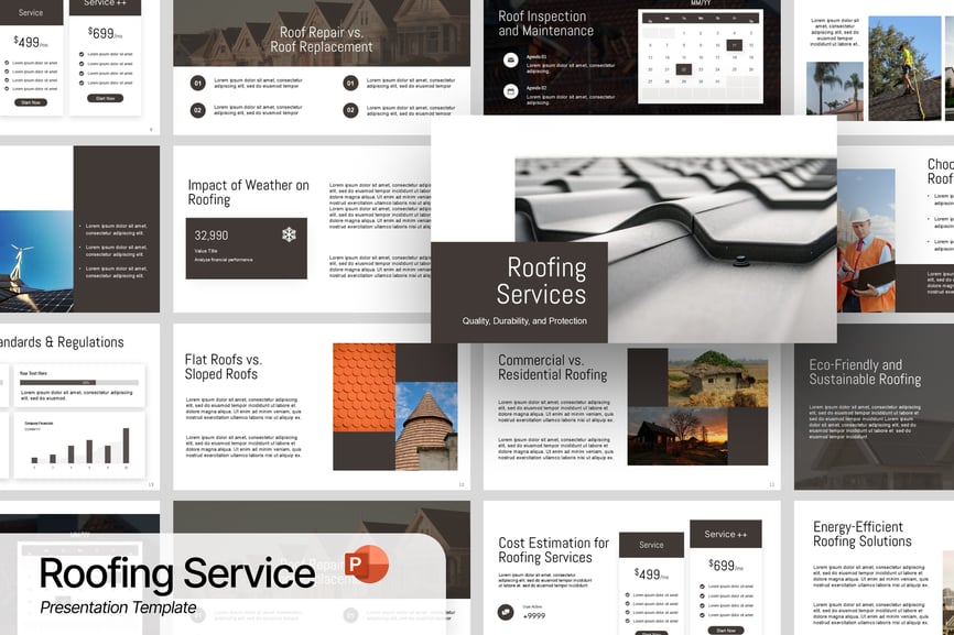 屋顶服务PPT模板 (PPTX)