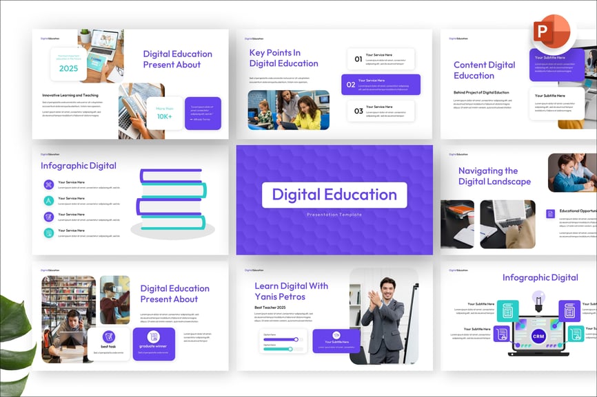 数字教育PPT模板 (PPTX)
