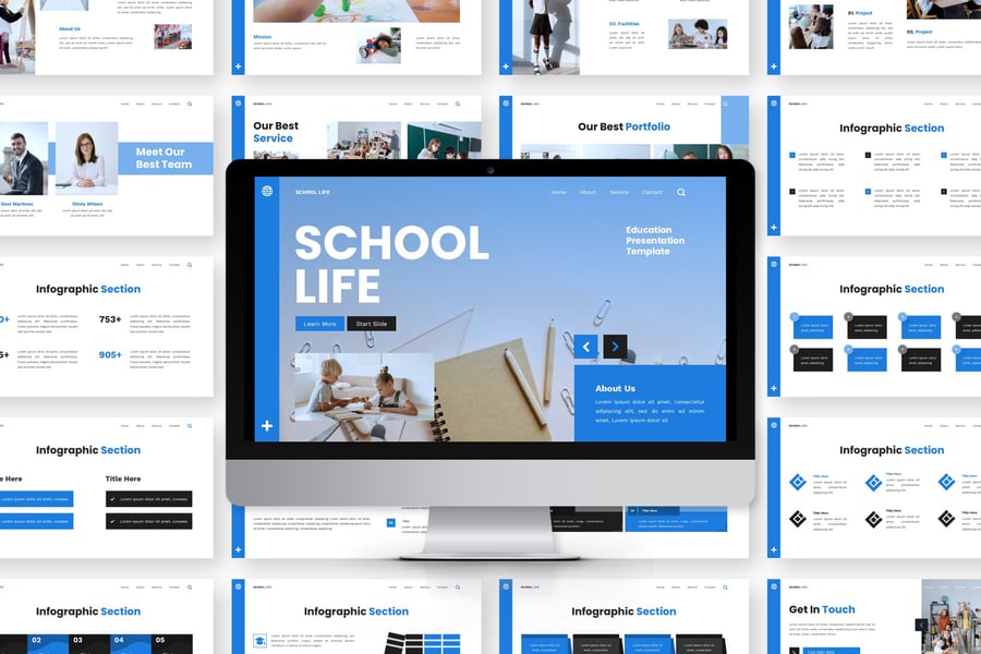 学校生活 – 教育PPT模板 (PPTX)