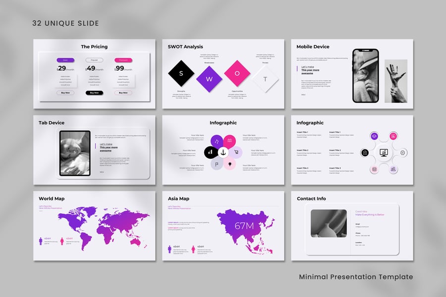 极简主义市场分析PPT模板 (PPTX)