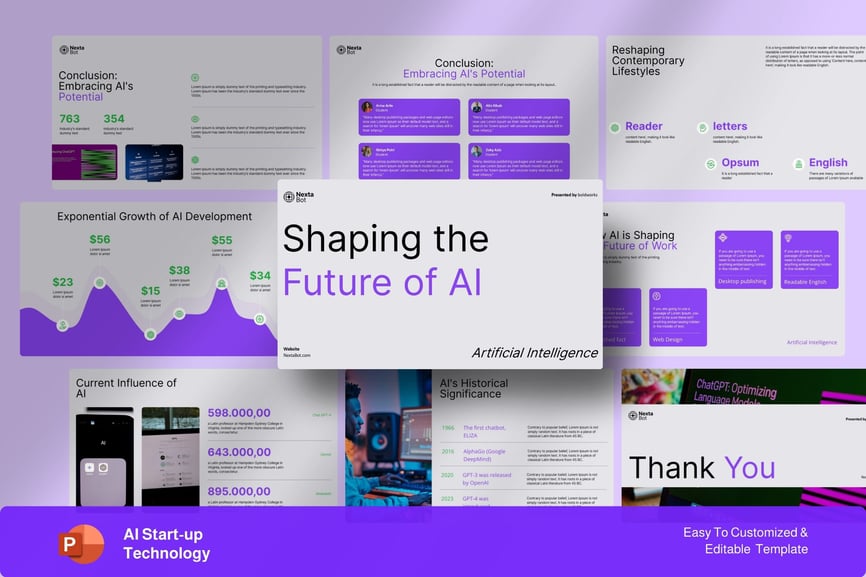 AI创业启动技术PPT模板 (PPTX)