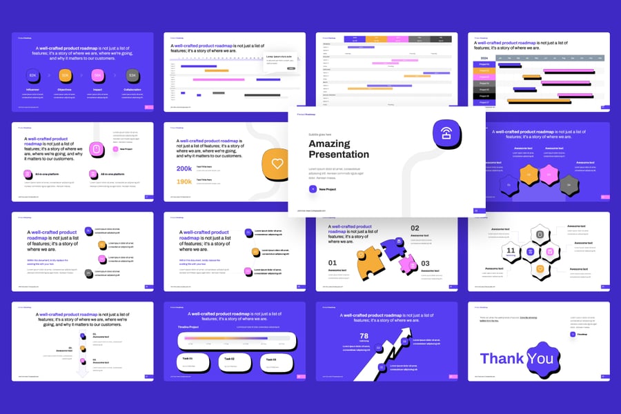 产品路线图PPT模板 (PPTX)