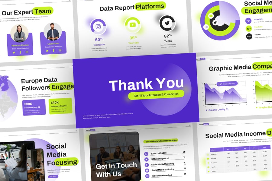 社交媒体营销PPT模板 (PPTX)