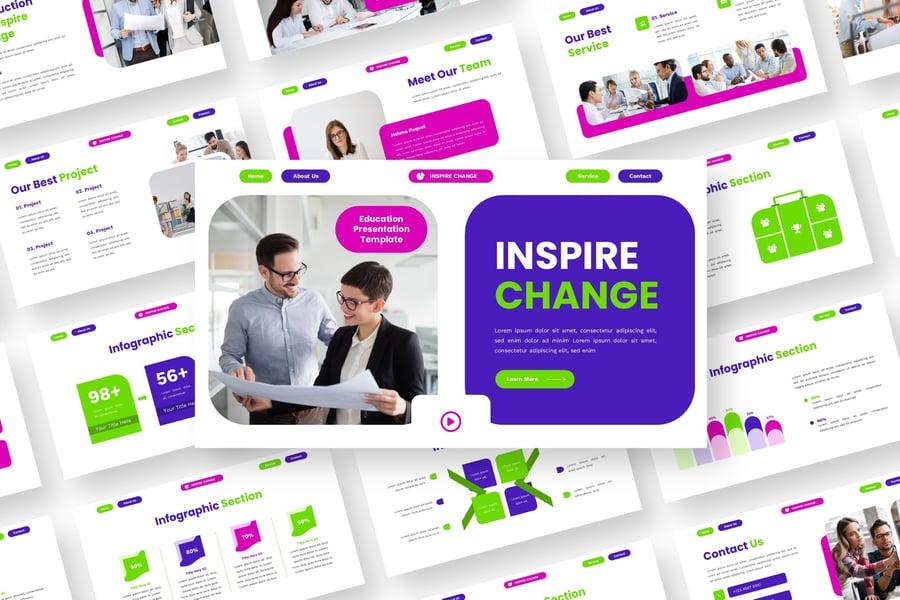 激发变革 – 教育PPT模板 (PPTX)