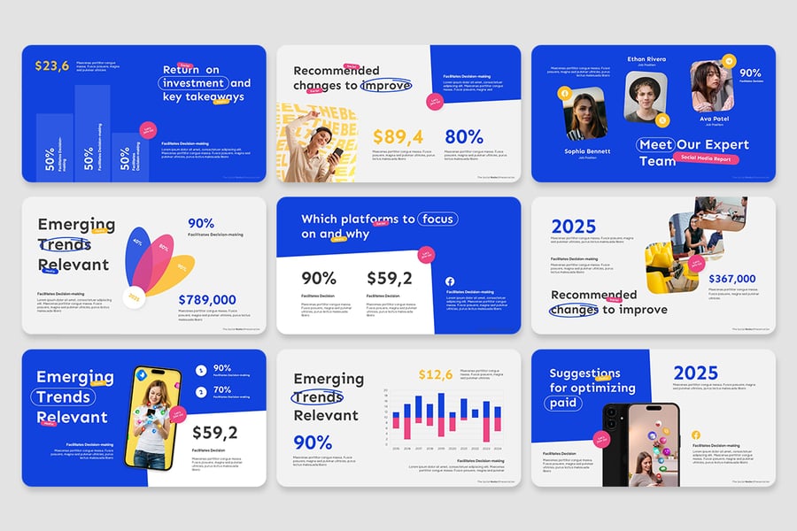 社交媒体趋势报告PPT模板 (PPTX)