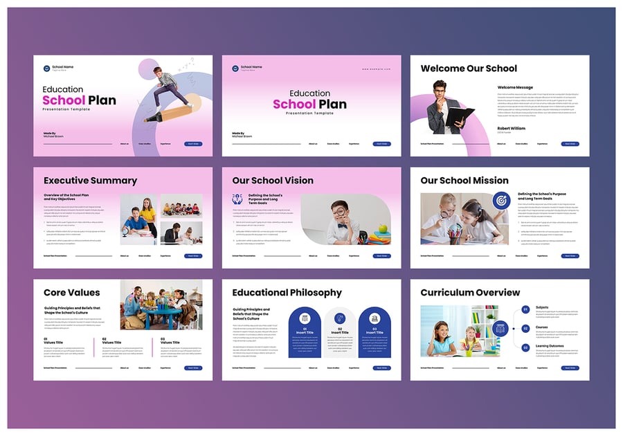 教育 学校计划PPT模板 (PPTX)