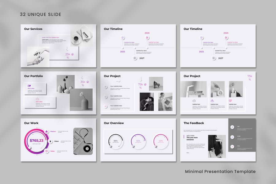 极简主义市场分析PPT模板 (PPTX)