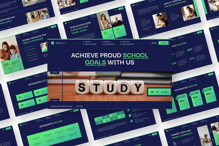 学校目标 – 教育PPT模板 (PPTX)