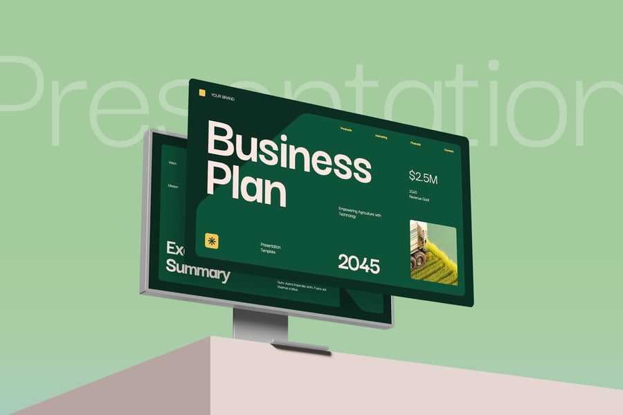 变形互动农业业务计划PPT模板 (PPTX)