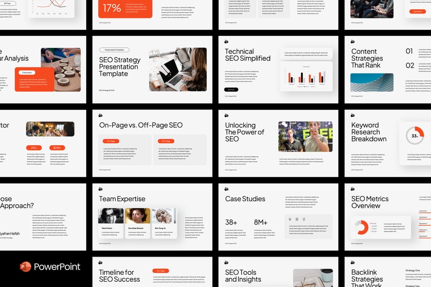 SEO策略PPT模板 (PPTX)