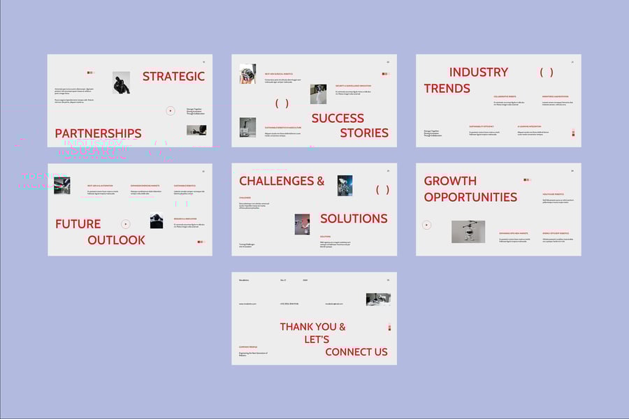 红色极简主义机器人技术公司的个人资料PPT模板 (PPT,PPTX)