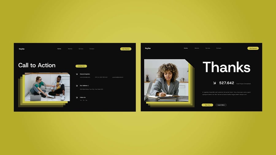 黑色黄色现代商业代理机构PPT模板 (PPTX,PPT)