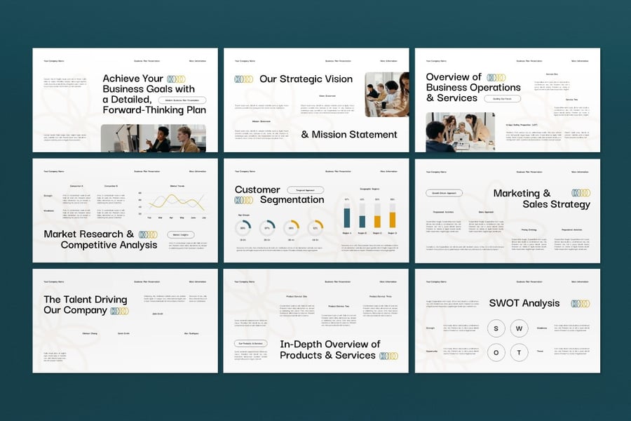 奶油黄色现代商业计划PPT模板 (PPT,PPTX)