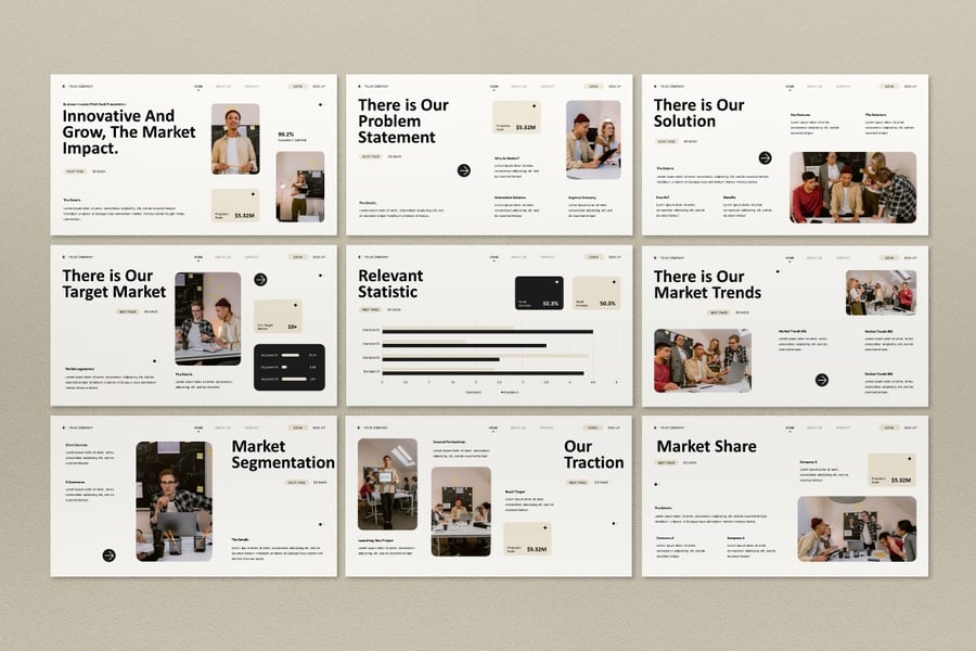 白色现代俯仰甲板PPT模板 (PPT,PPTX)