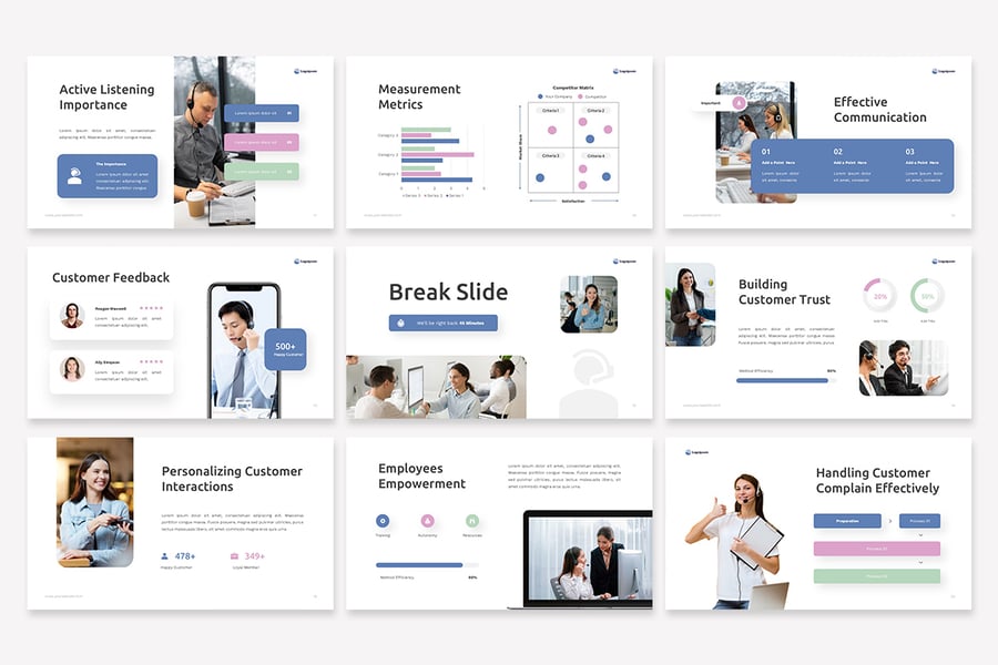 客户服务PPT模板 (PPTX)