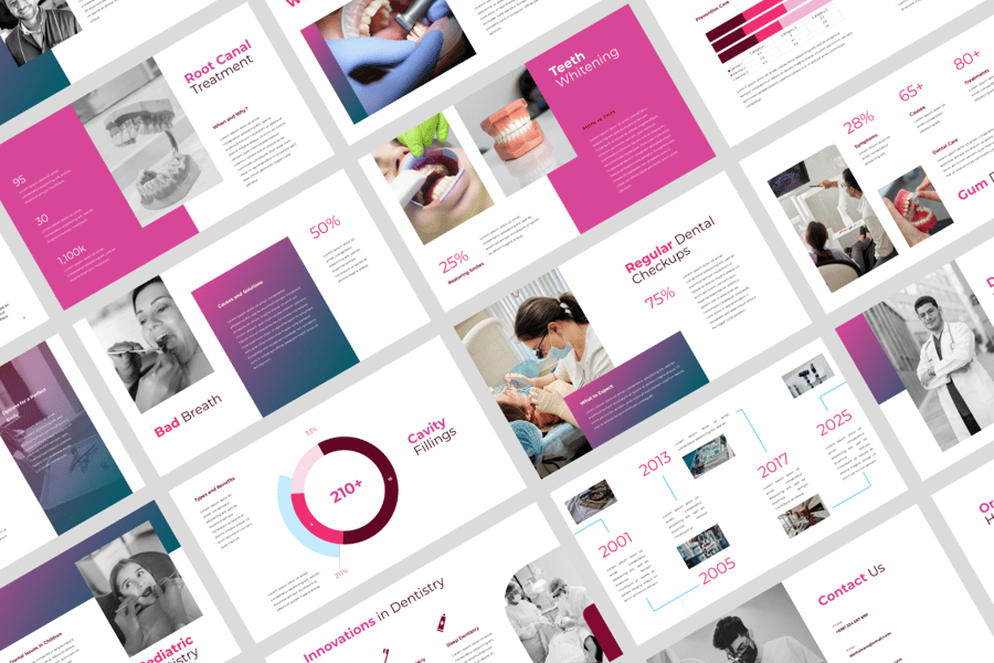 牙医护理PPT模板 (PPTX)