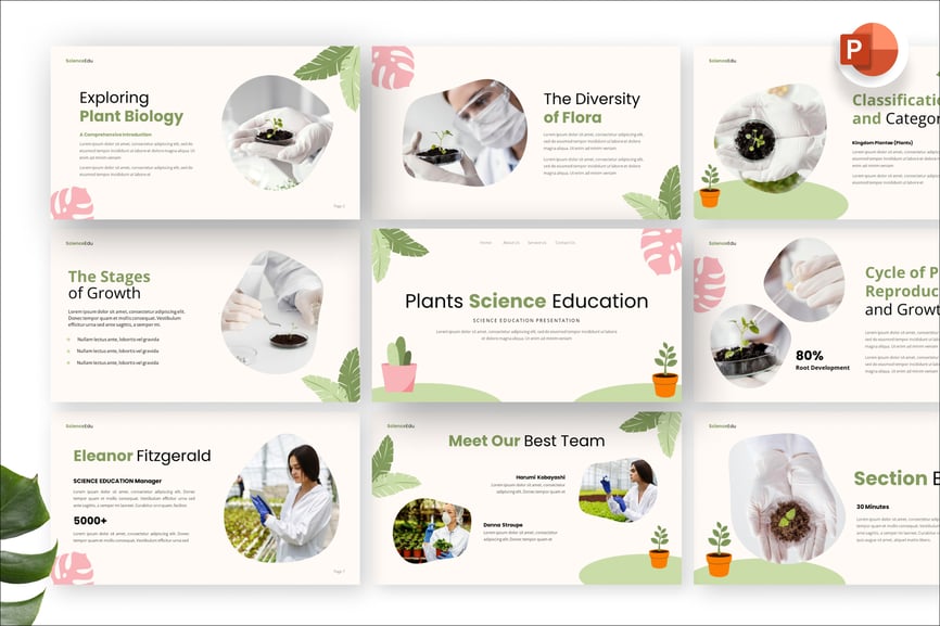 植物科学教育演示模板PPT模板 (PPTX)