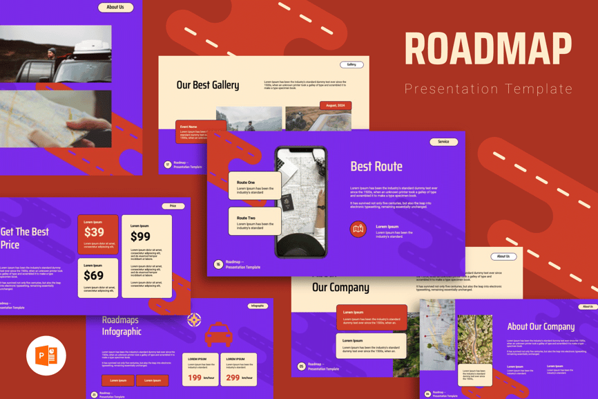 业务路线图PPT模板 (PPTX)