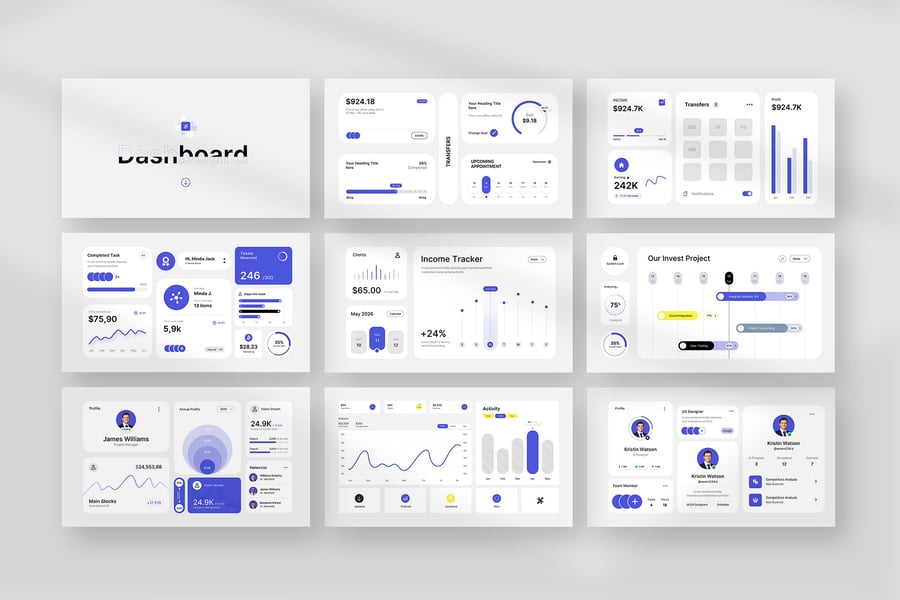 KPI仪表板PPT模板 (PPTX)